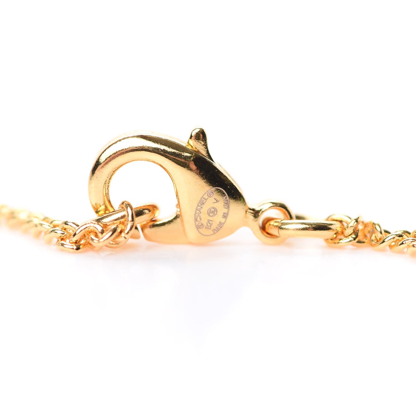 Metal CC Paris Button Necklace Gold