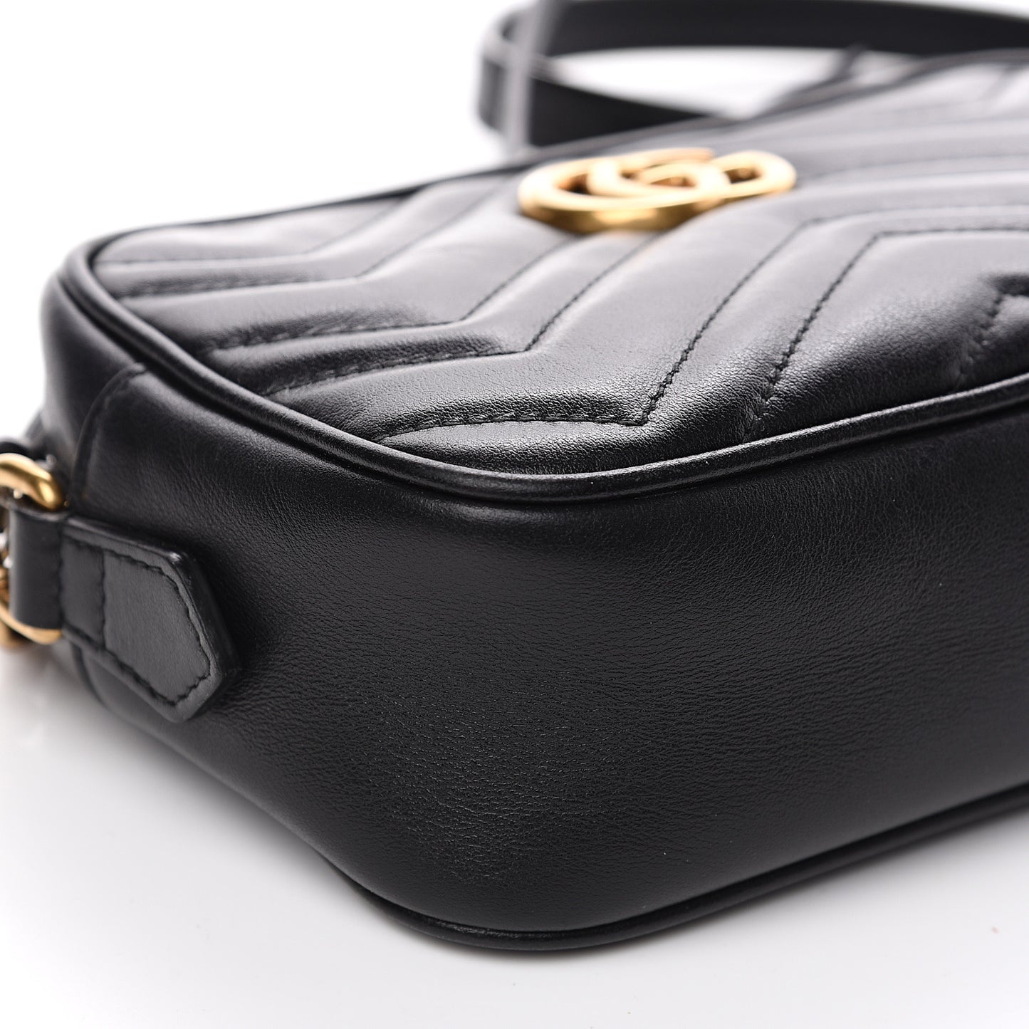 Calfskin Matelasse Mini GG Marmont Chain Shoulder Bag Black