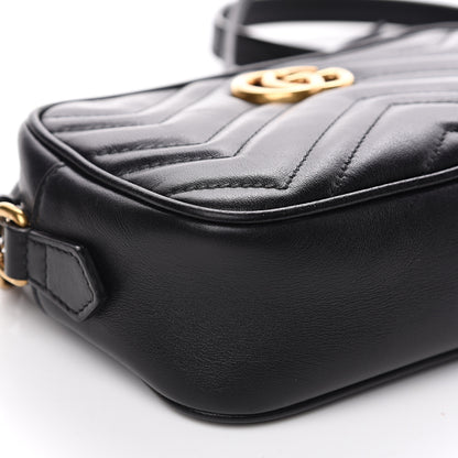 Gucci Calfskin Matelasse Mini GG Marmont Chain Shoulder Bag Black 10 of 12