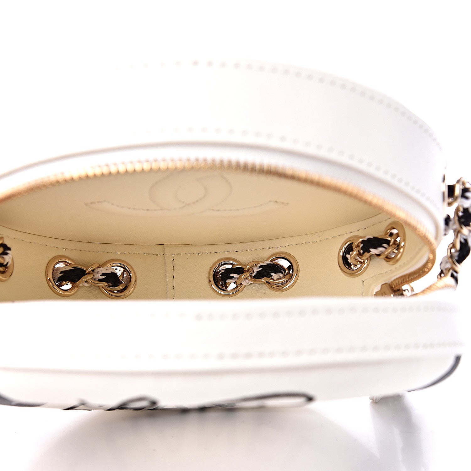 Chanel Lambskin Coco Lifesaver Round Bag Black White 4 of 8