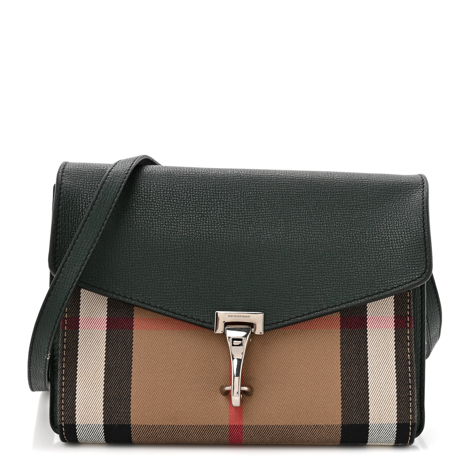Burberry Derby Calfskin House Check Small Macken Crossbody Bag Dark Bottle Green 1 of 10