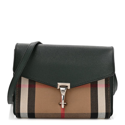 Burberry Derby Calfskin House Check Small Macken Crossbody Bag Dark Bottle Green 1 of 10