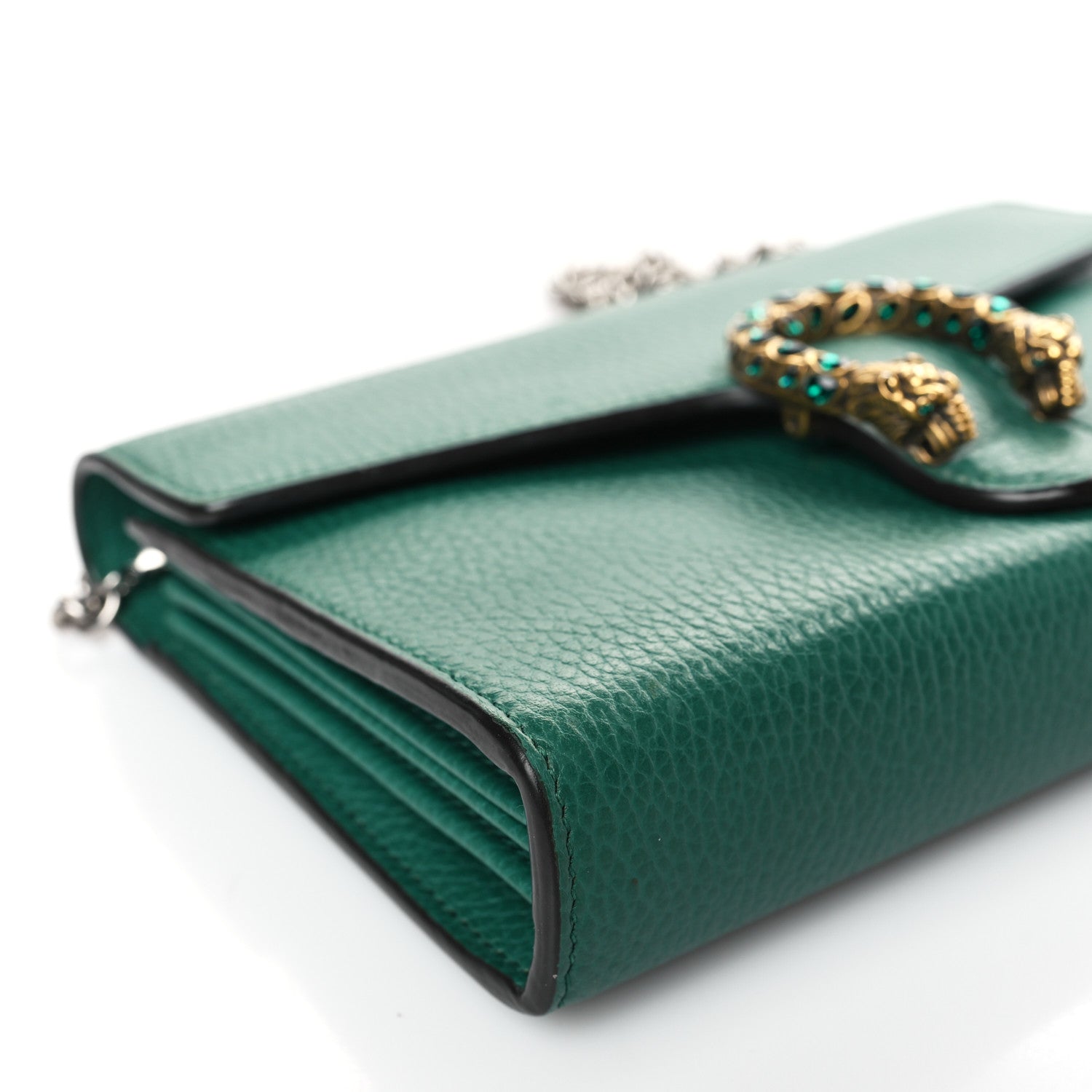 Gucci Calfskin Mini Dionysus Chain Wallet Emerald 7 of 8
