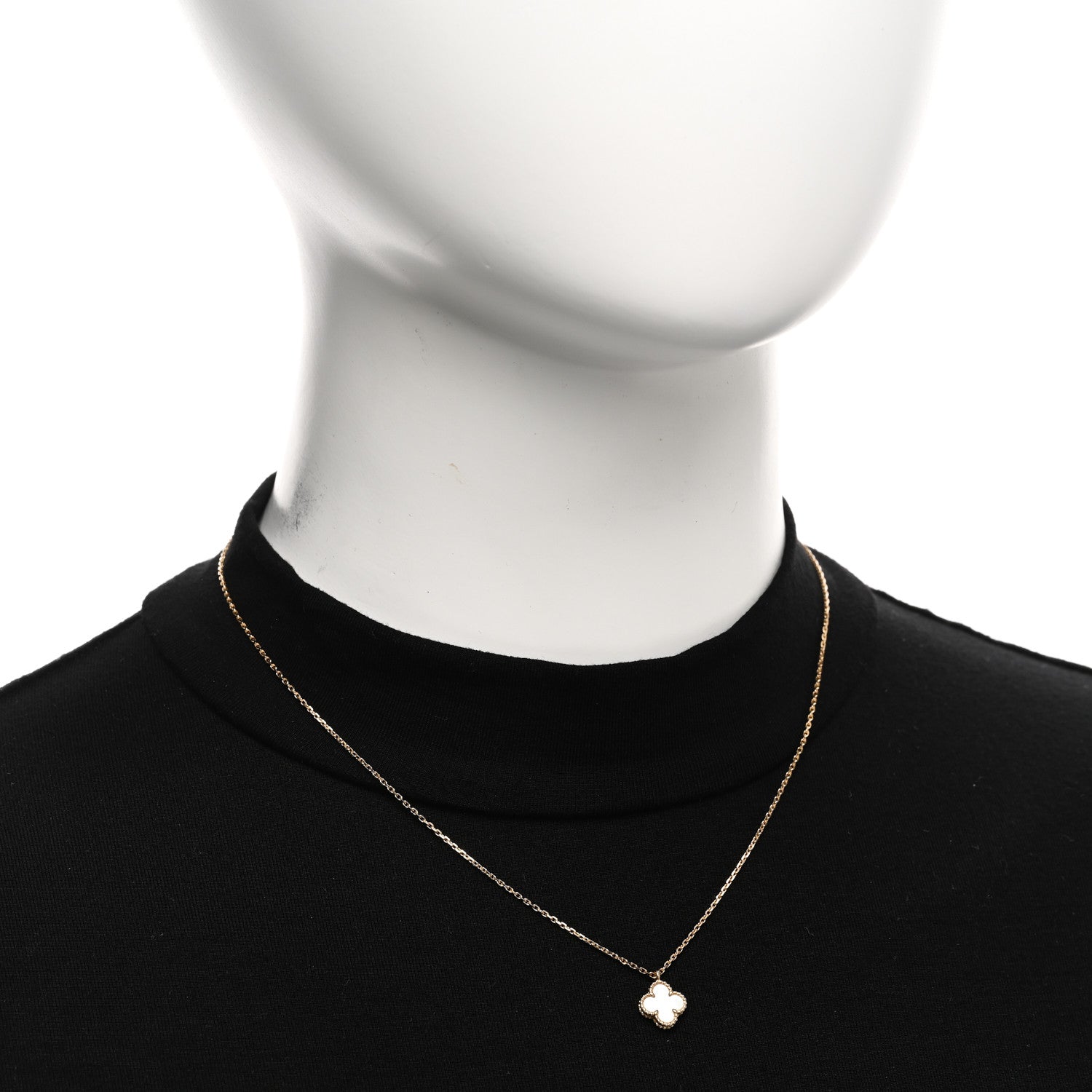 Van Cleef & Arpels 18K Yellow Gold Mother of Pearl Sweet Alhambra Pendant Necklace 2 of 5