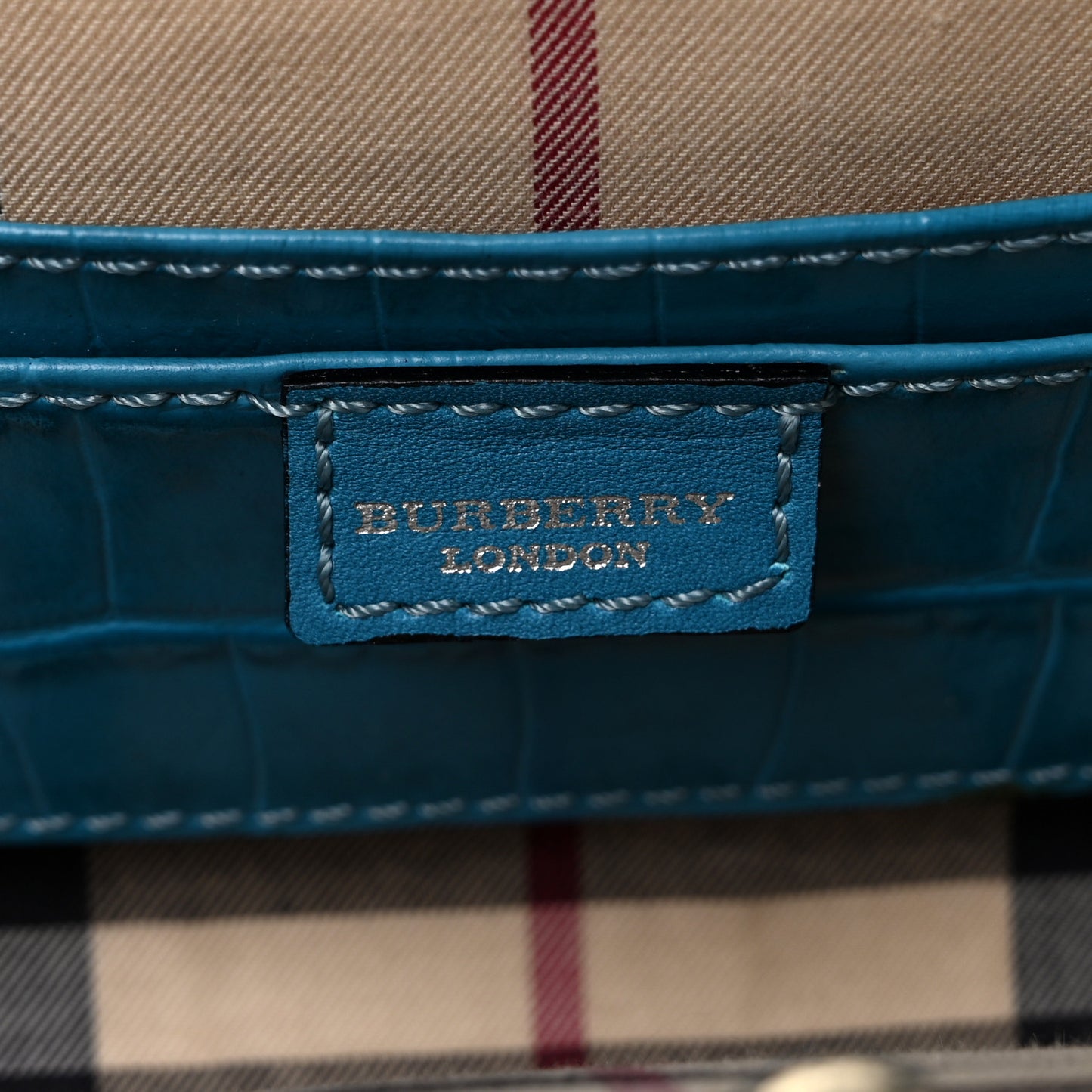 Crocodile Embossed Calfskin Wristlet Clutch Blue