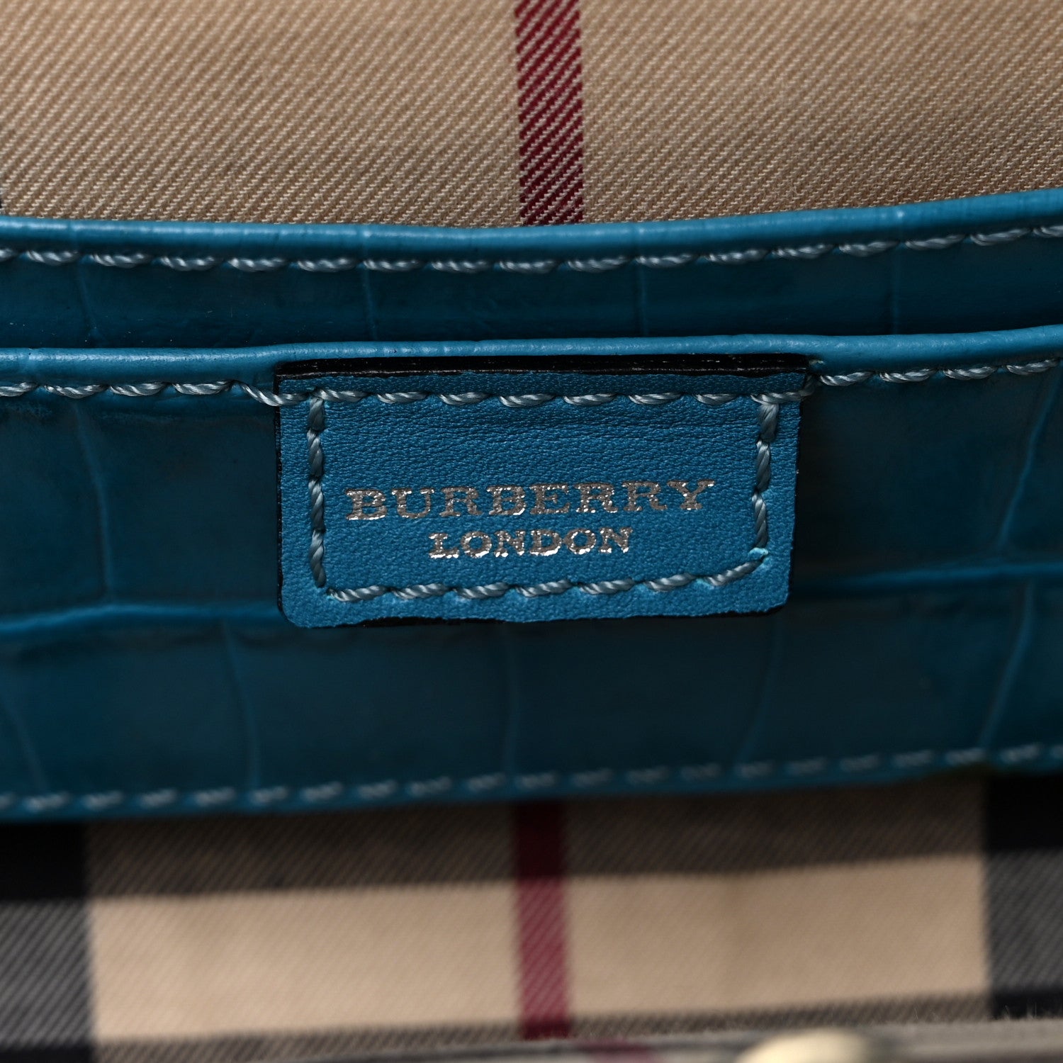 Burberry Crocodile Embossed Calfskin Wristlet Clutch Blue 6 of 8