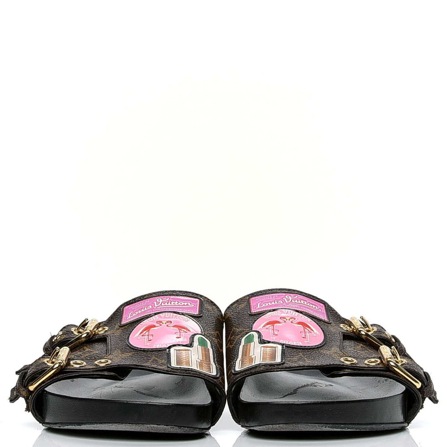 Monogram Patch Work World Tour Bom Dia Flat Mule 36 Black