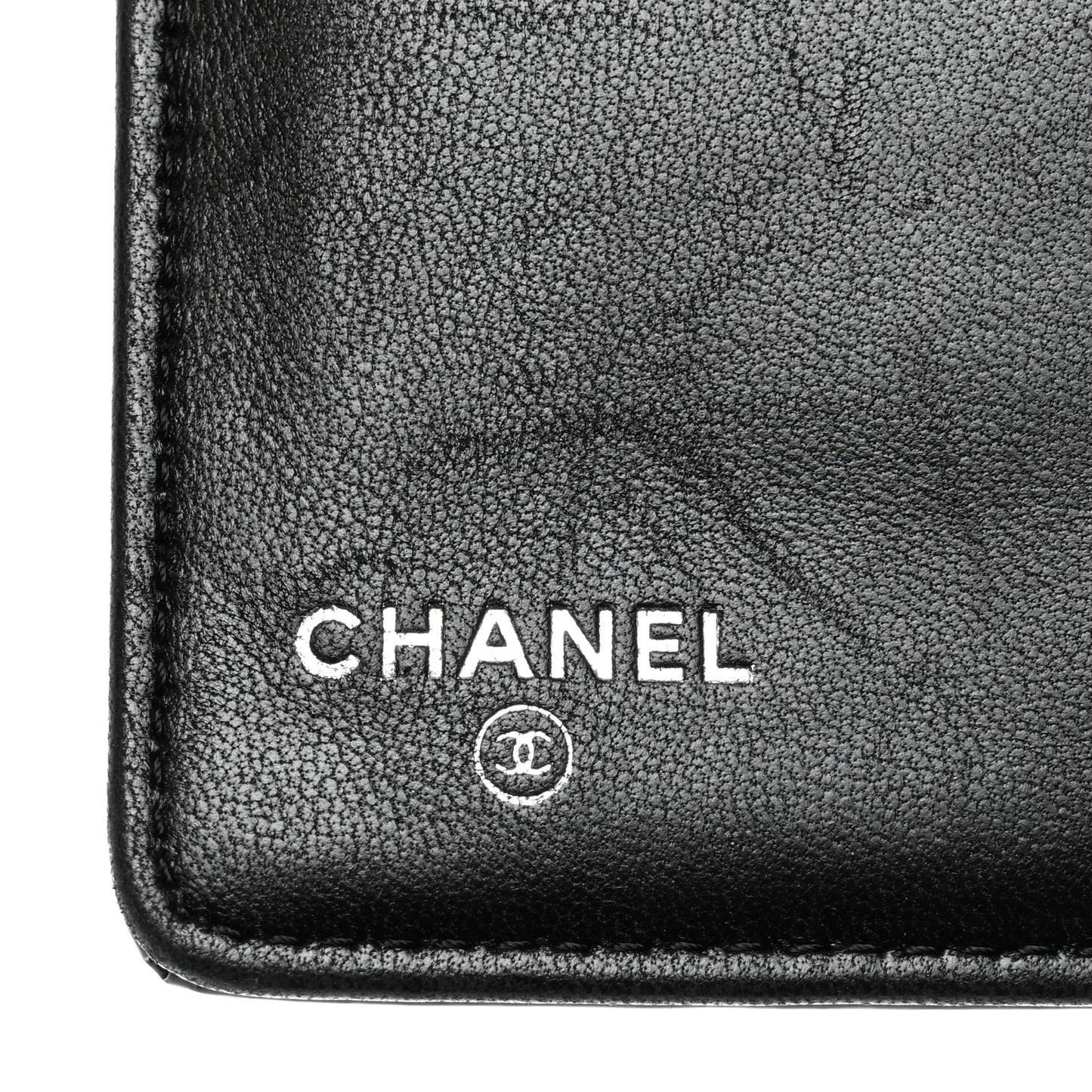 Patent Calfskin Lucky Symbols Yen Wallet Black