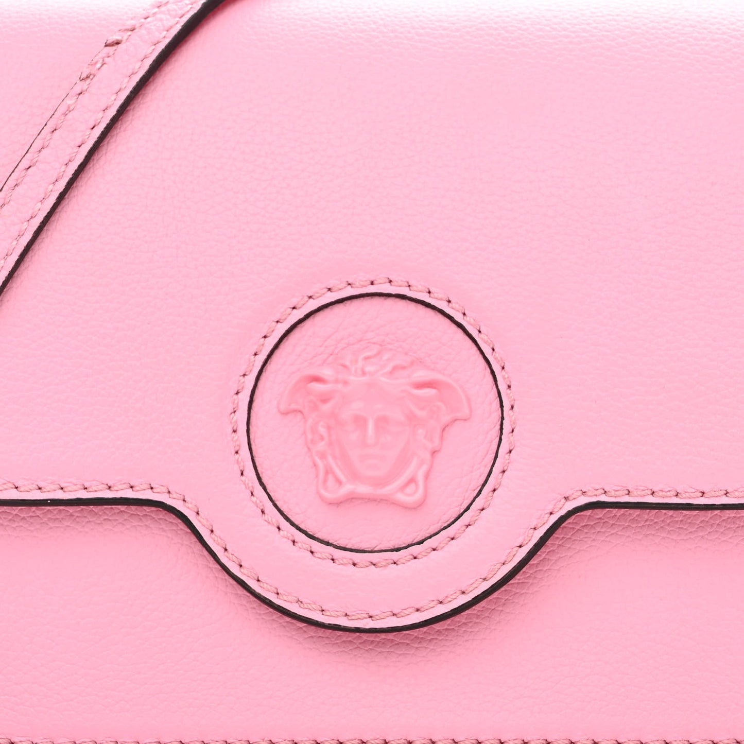 Grained Calfskin La Medusa Shoulder Bag Pink