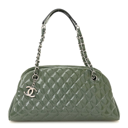 Chanel Patent Quilted Medium Just Mademoiselle Bowling Bag Light Khaki 1 of 10