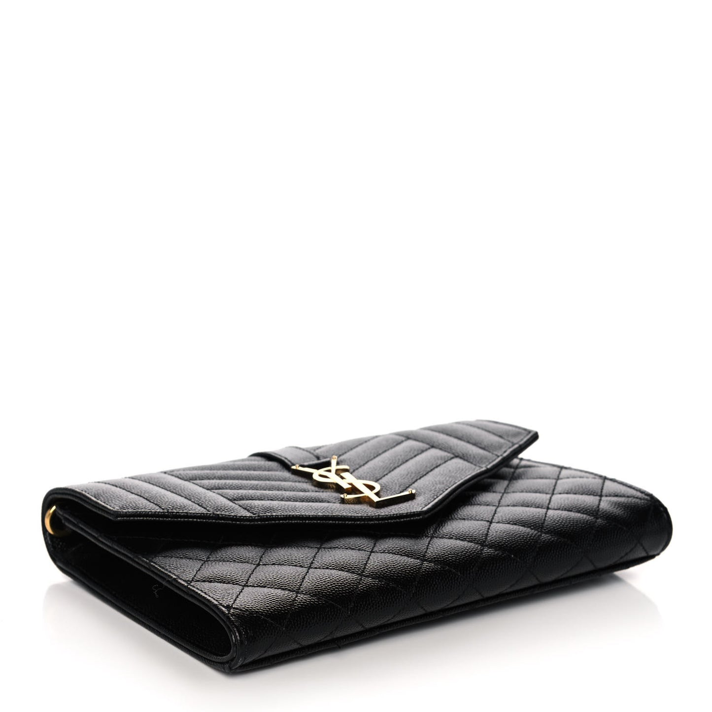 Grain De Poudre Textured Mixed Matelasse Triquilt Monogram Clutch Black