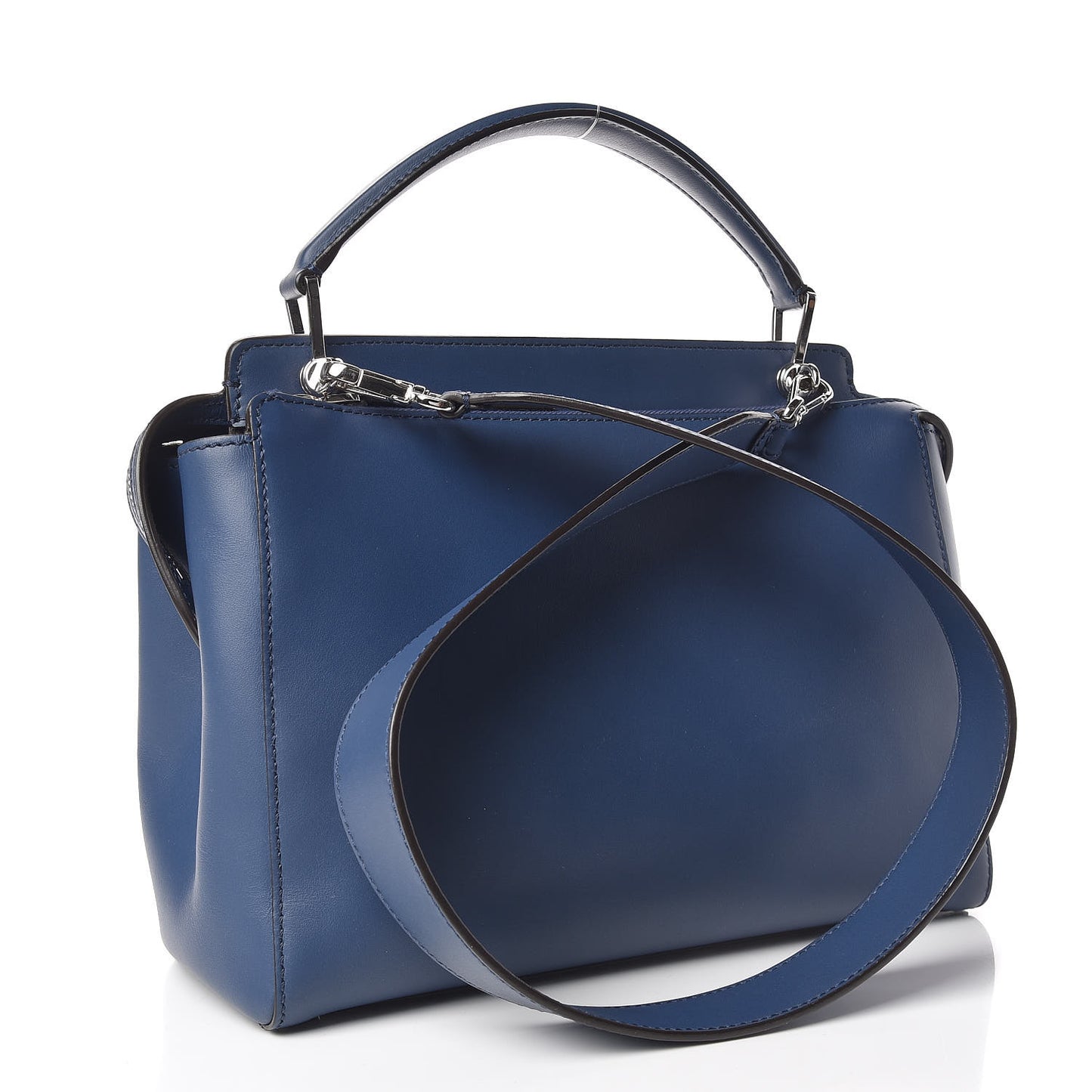 Calfskin Flowerland Studded Dotcom Satchel Blue