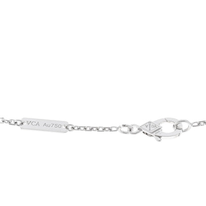Van Cleef & Arpels 18k White Gold Chalcedony Vintage Alhambra Pendant Necklace 3 of 4