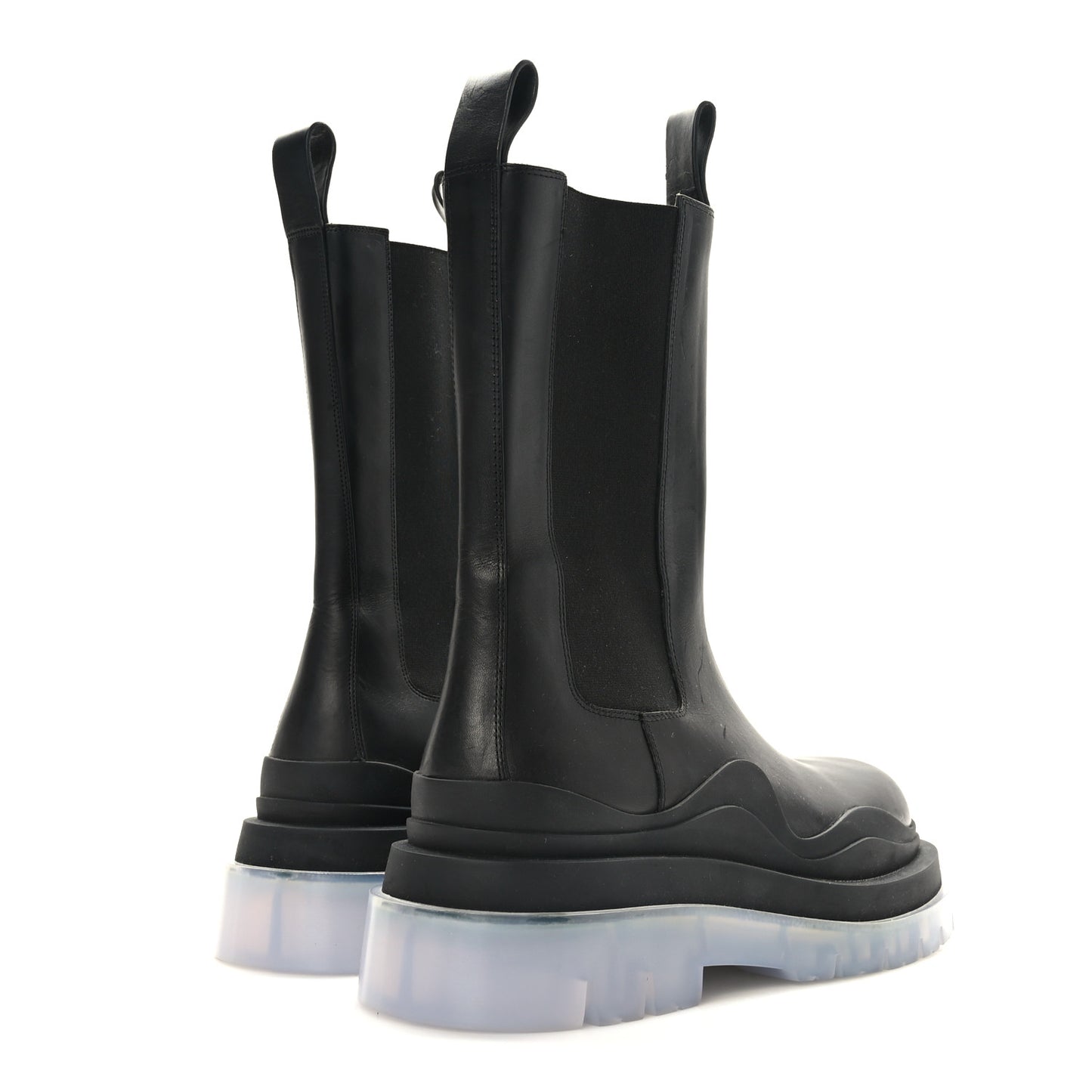 Calfskin The Tire Chelsea Boots 40 Black Transparent
