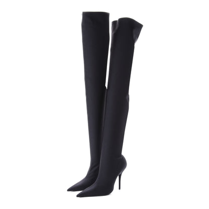 Balenciaga Spandex Pointed Toe Knife Thigh High Boots 38 Black 3 of 8