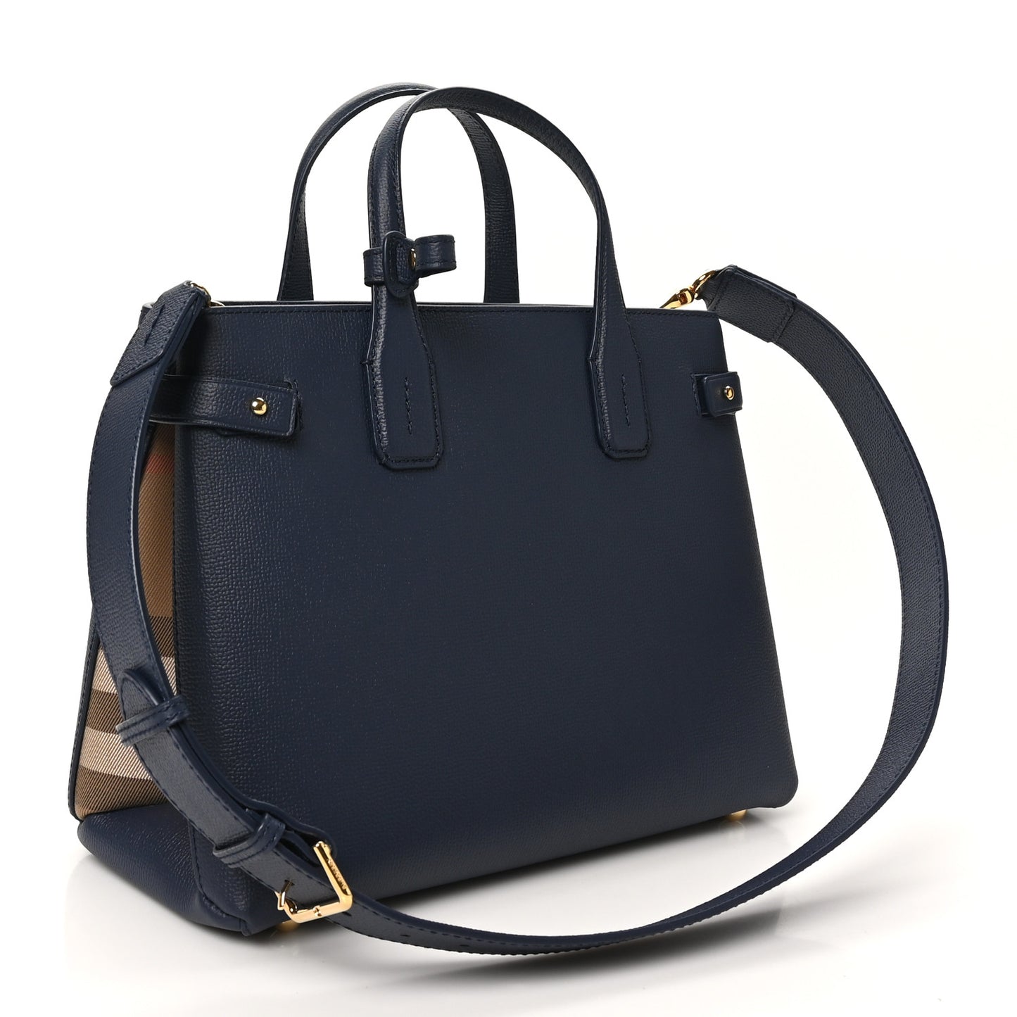 Derby Calfskin Vintage Check Medium Banner Tote Regency Blue