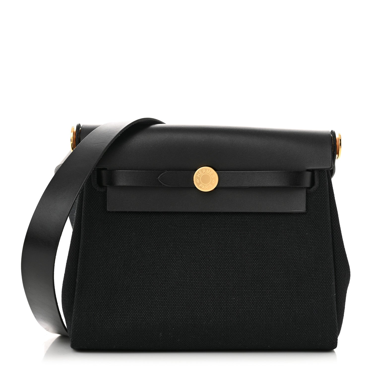 Hermes Military Toile Vache Hunter Herbag Zip Retourne 20 Black 1 of 11