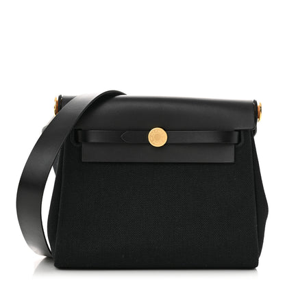 Hermes Military Toile Vache Hunter Herbag Zip Retourne 20 Black 1 of 11