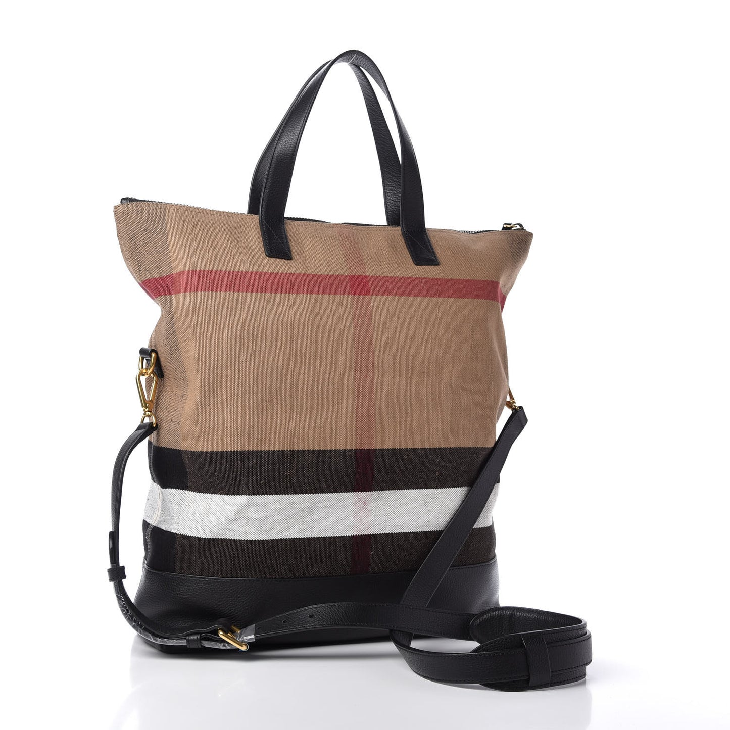 Grainy Calfskin Mega Check Armley Folding Messenger Black