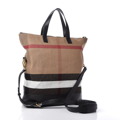 Burberry Grainy Calfskin Mega Check Armley Folding Messenger Black 3 of 8