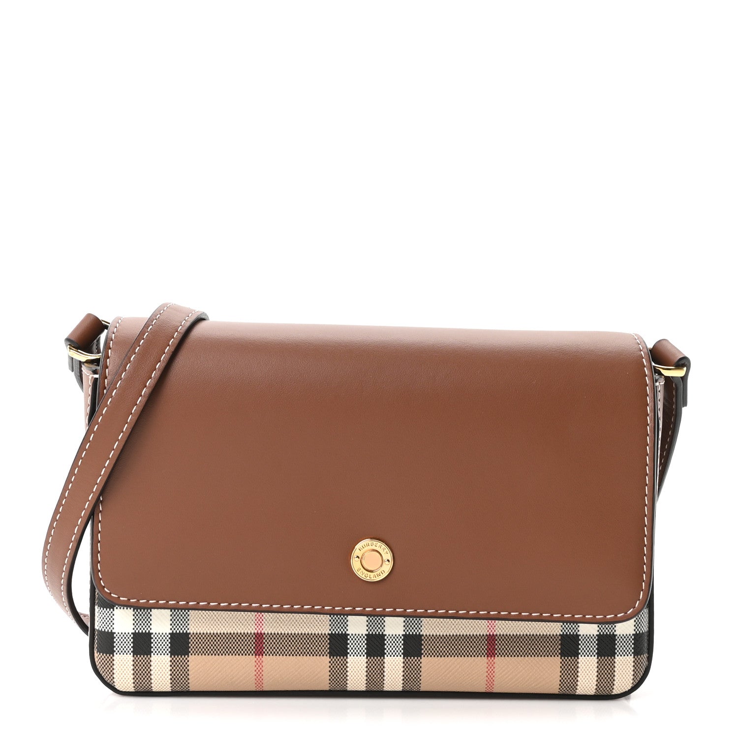 Burberry Calfskin Vintage Check New Hampshire Bag Archive Beige Tan 1 of 9