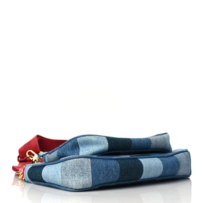 Louis Vuitton Denim Damier Monogram Patchwork Multi Pochette Accessories Blue Rouge 4 of 10