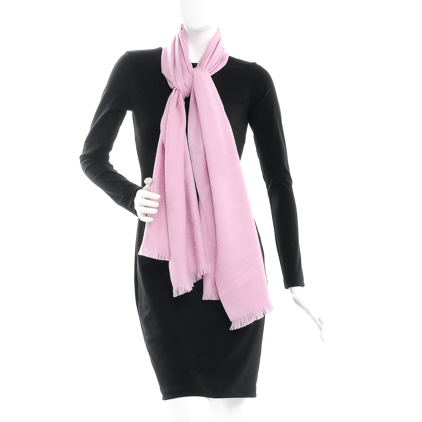Wool Silk GG Monogram GGNat Scarf Rose