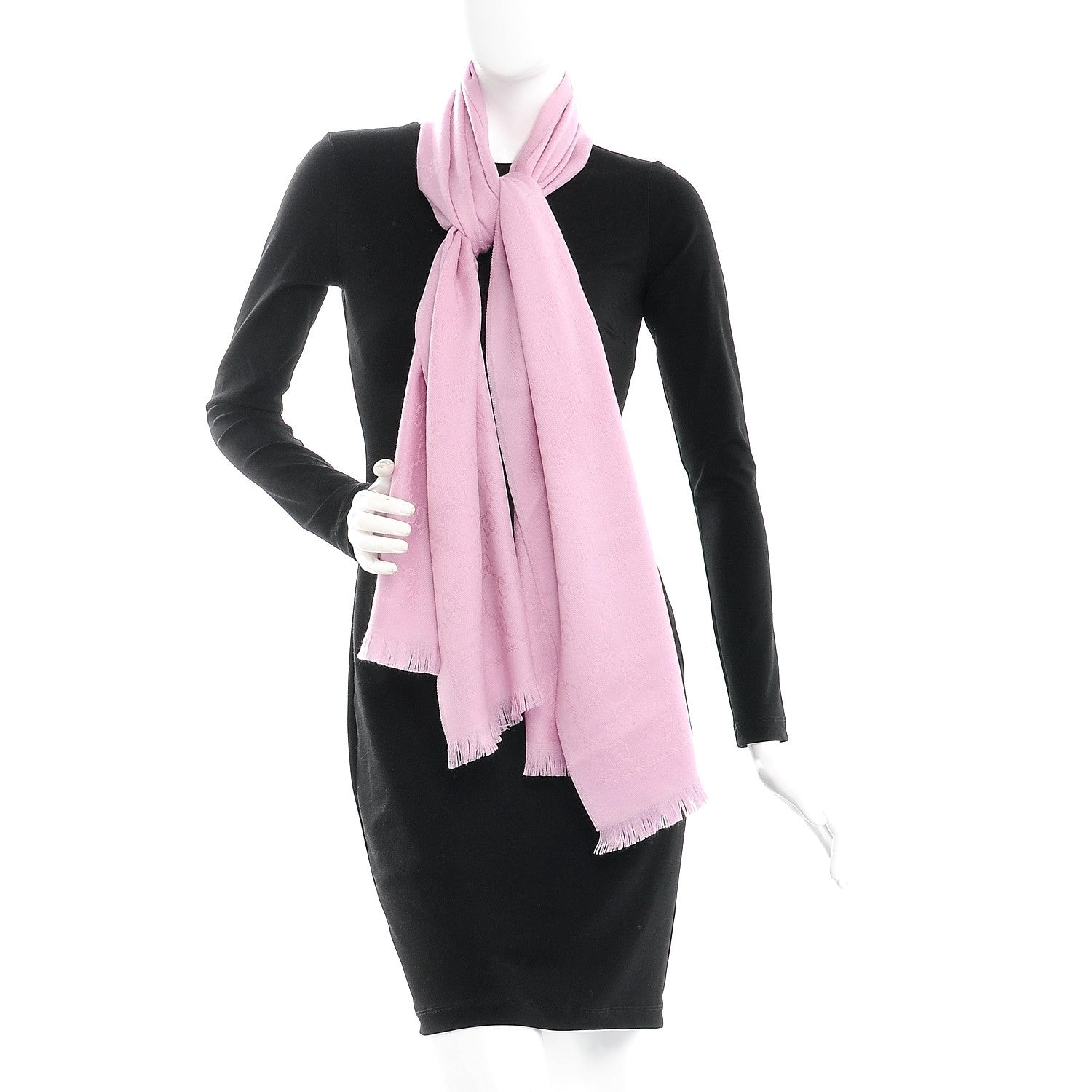 Gucci Wool Silk GG Monogram GGNat Scarf Rose 2 of 4