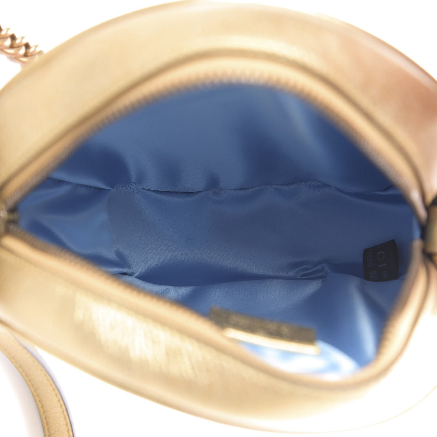 Metallic Nappa Matelasse Heart Mini GG Marmont Round Shoulder Bag Oro Vecchio Rosa