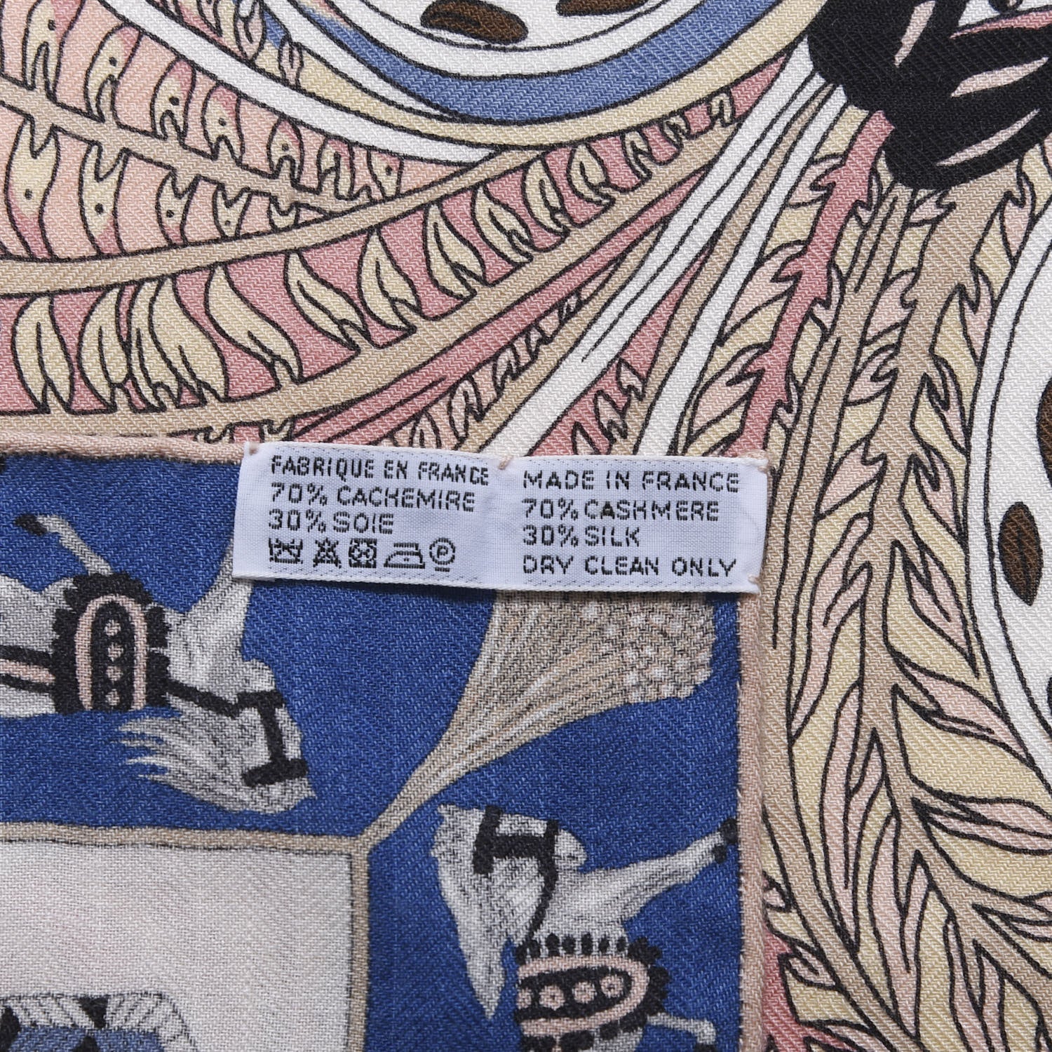 Hermes Cashmere Silk Le Jardin De La Maharani Shawl 140 Ivory Bleu Bois De Rose 2 of 5
