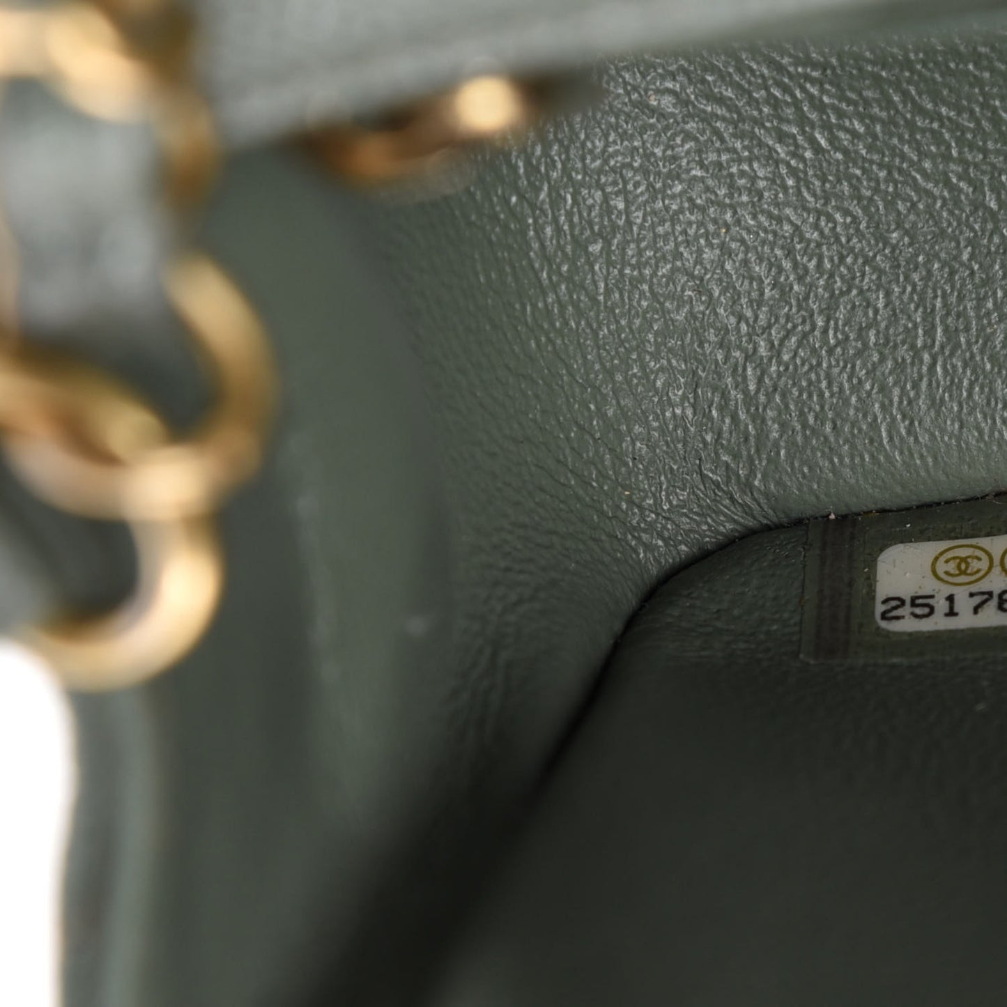 Iridescent Caviar Quilted Mini Rectangular Flap Green