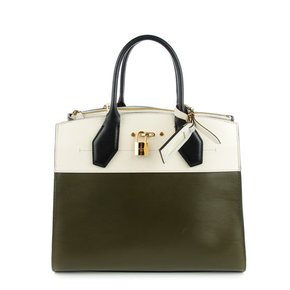 Louis Vuitton Calfskin City Steamer MM Kaki Kaki White 1 of 7