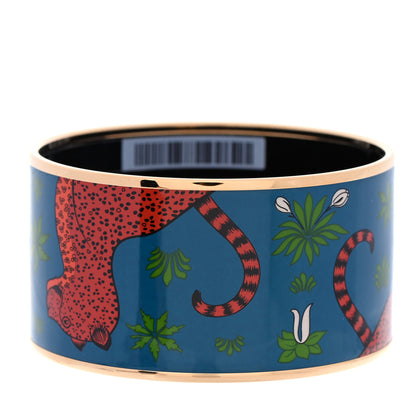 Hermes Enamel Printed Les Leopards Extra Wide Bracelet 70 Folk 3 of 6