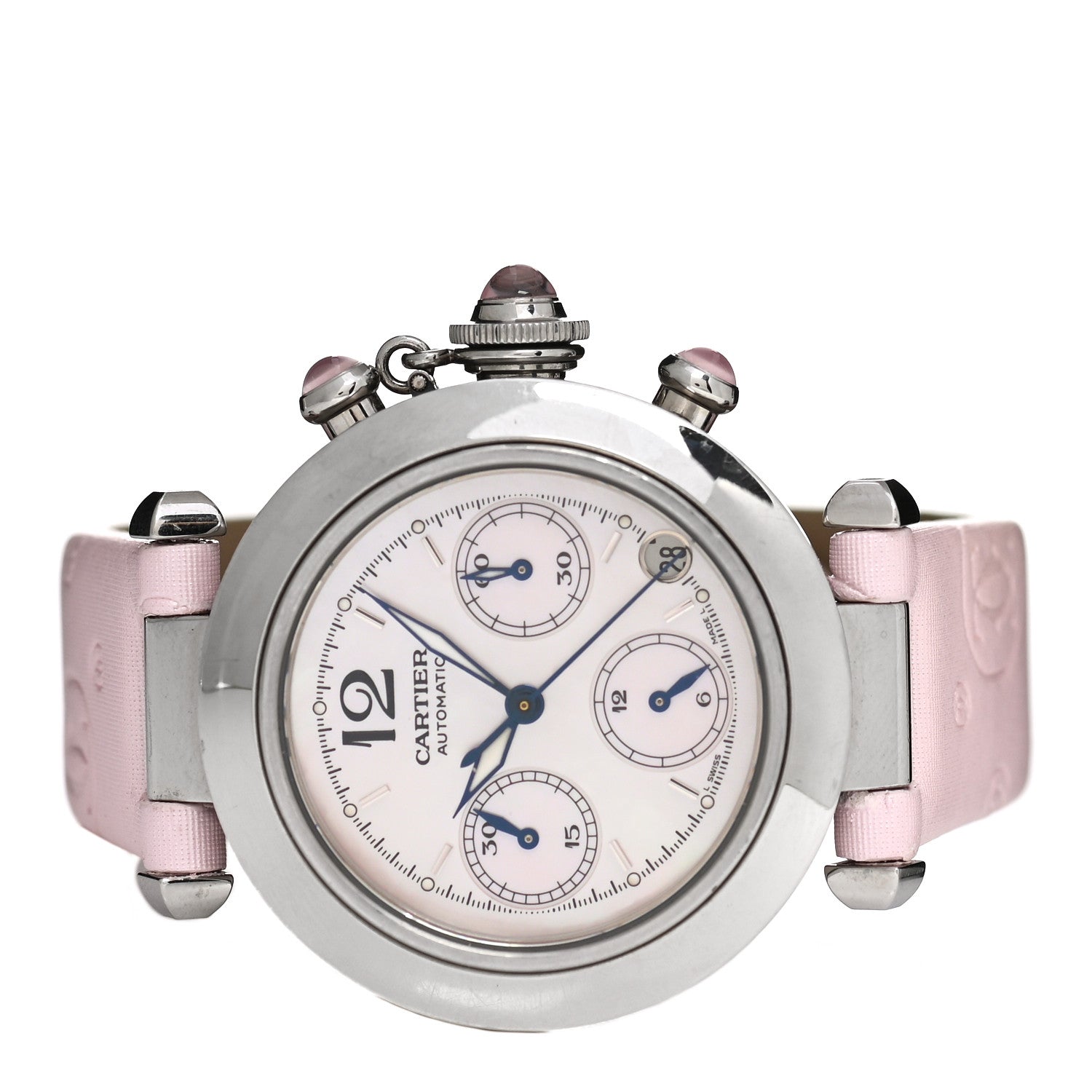 Cartier Stainless Steel Satin Mother of Pearl 35mm Miss Pasha Automatic Watch Pink 2 of 5