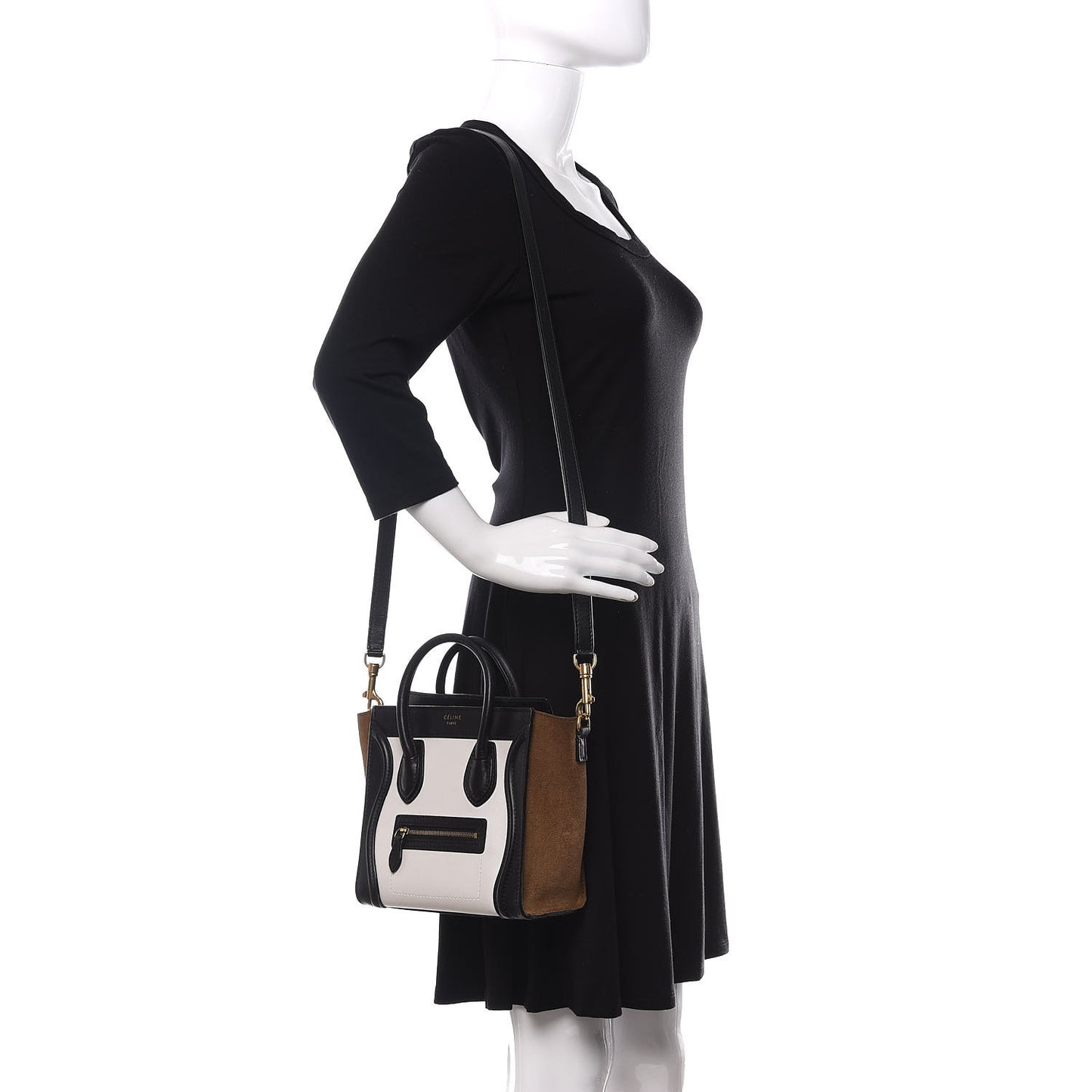 Smooth Calfskin Suede Nano Tri-Color Luggage White