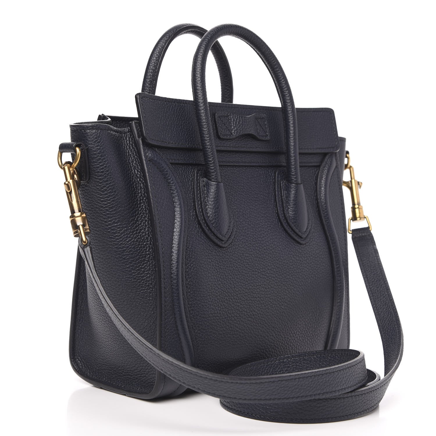 Celine Drummed Calfskin Nano Luggage Navy Blue 3 of 10