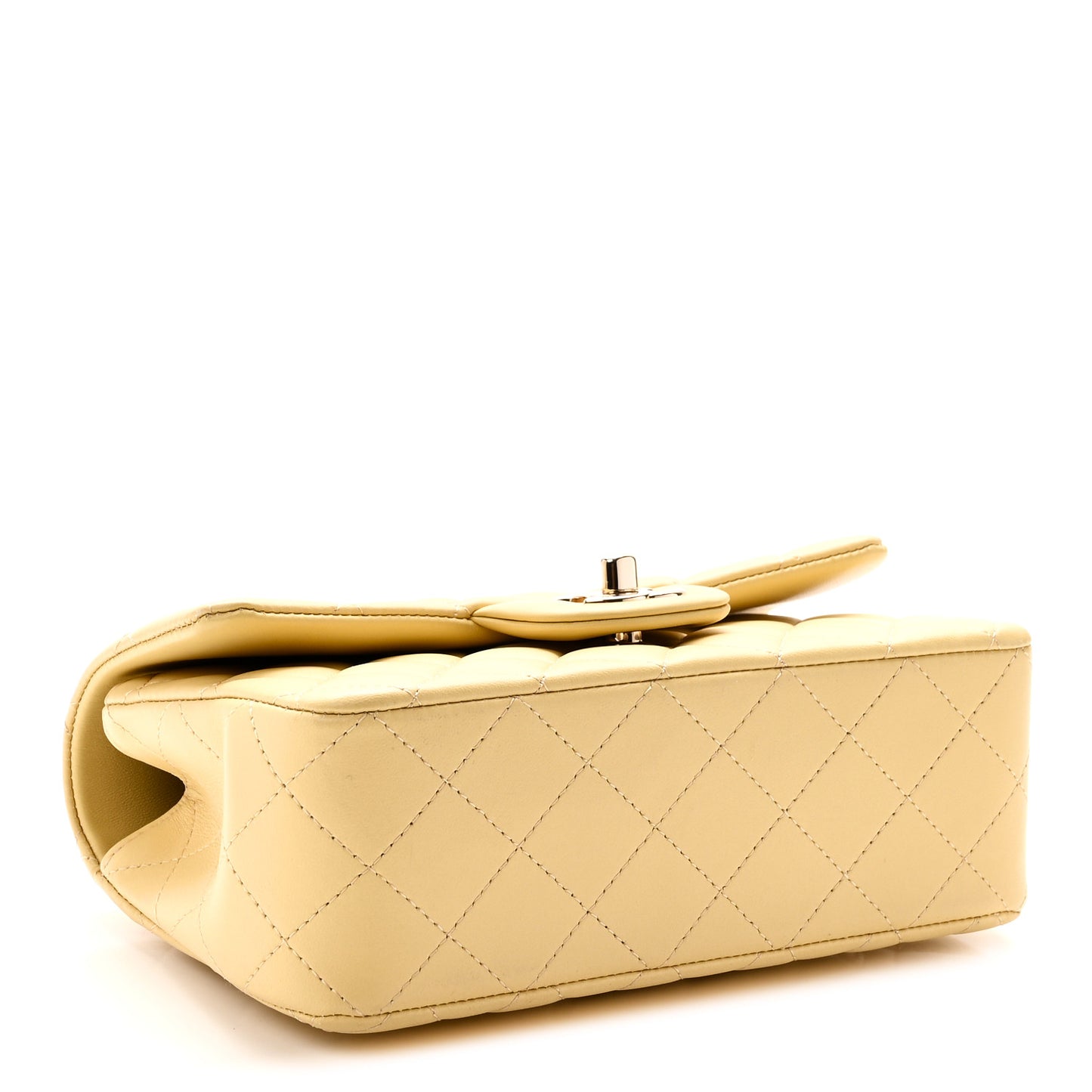Lambskin Quilted Mini Top Handle Rectangular Flap Yellow
