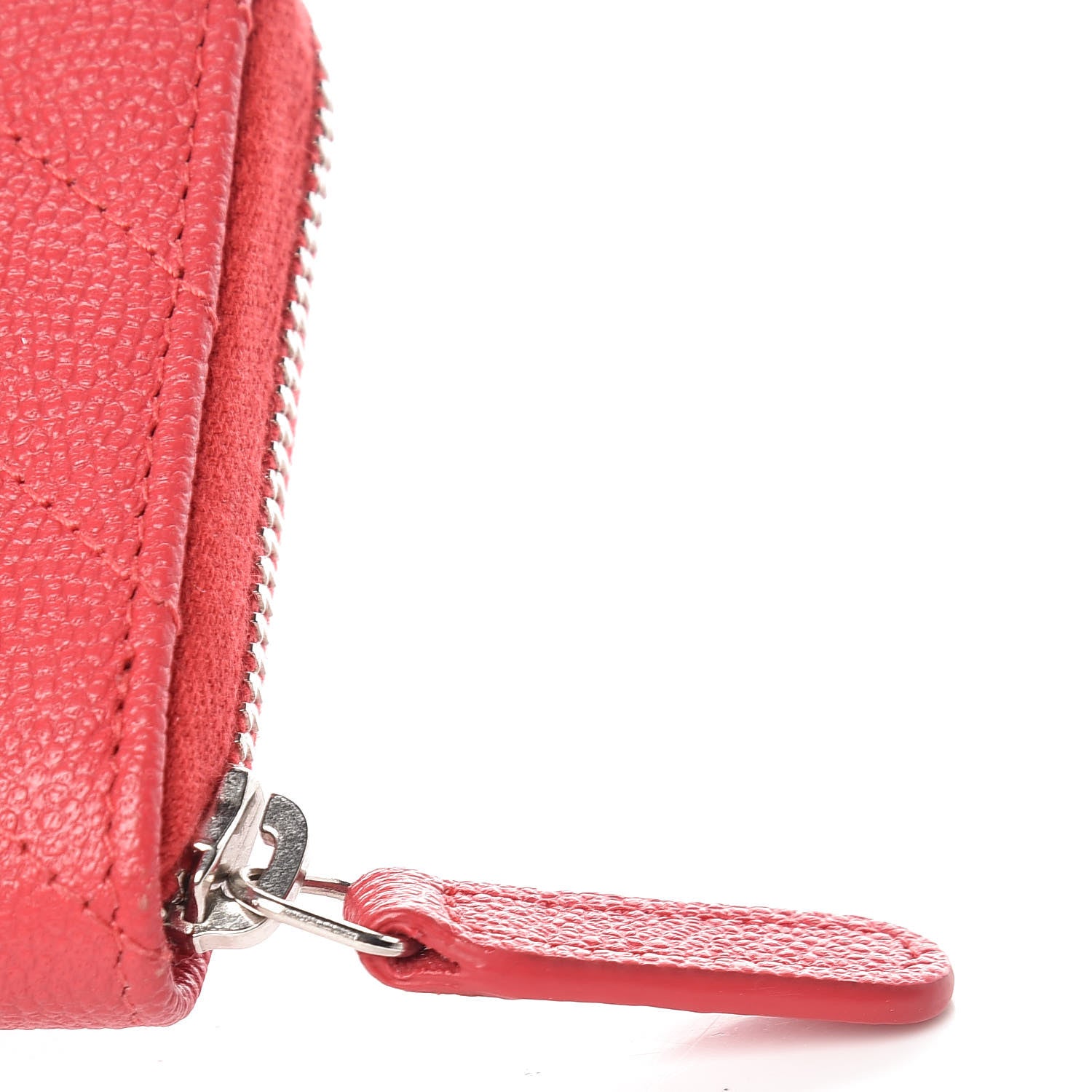 Chanel Caviar Chevron Quilted Zip Coin Purse Light Red 9 of 13