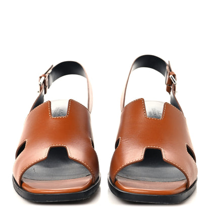 Hermes Calfskin Elbe 60 Sandals 38 Marron Glaise 3 of 9