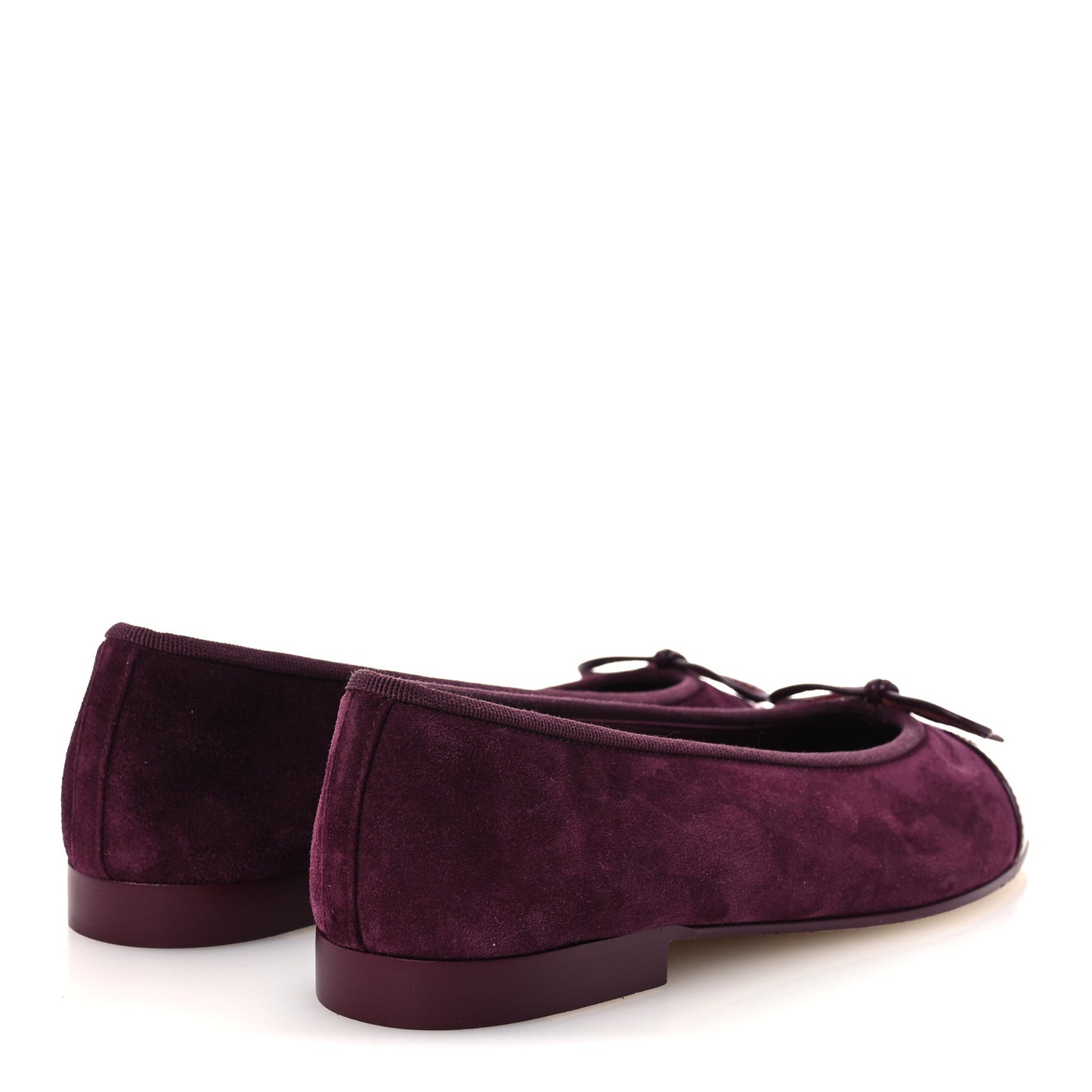 Suede Calfskin Patent Cap Toe CC Ballerina Flats 36 Burgundy