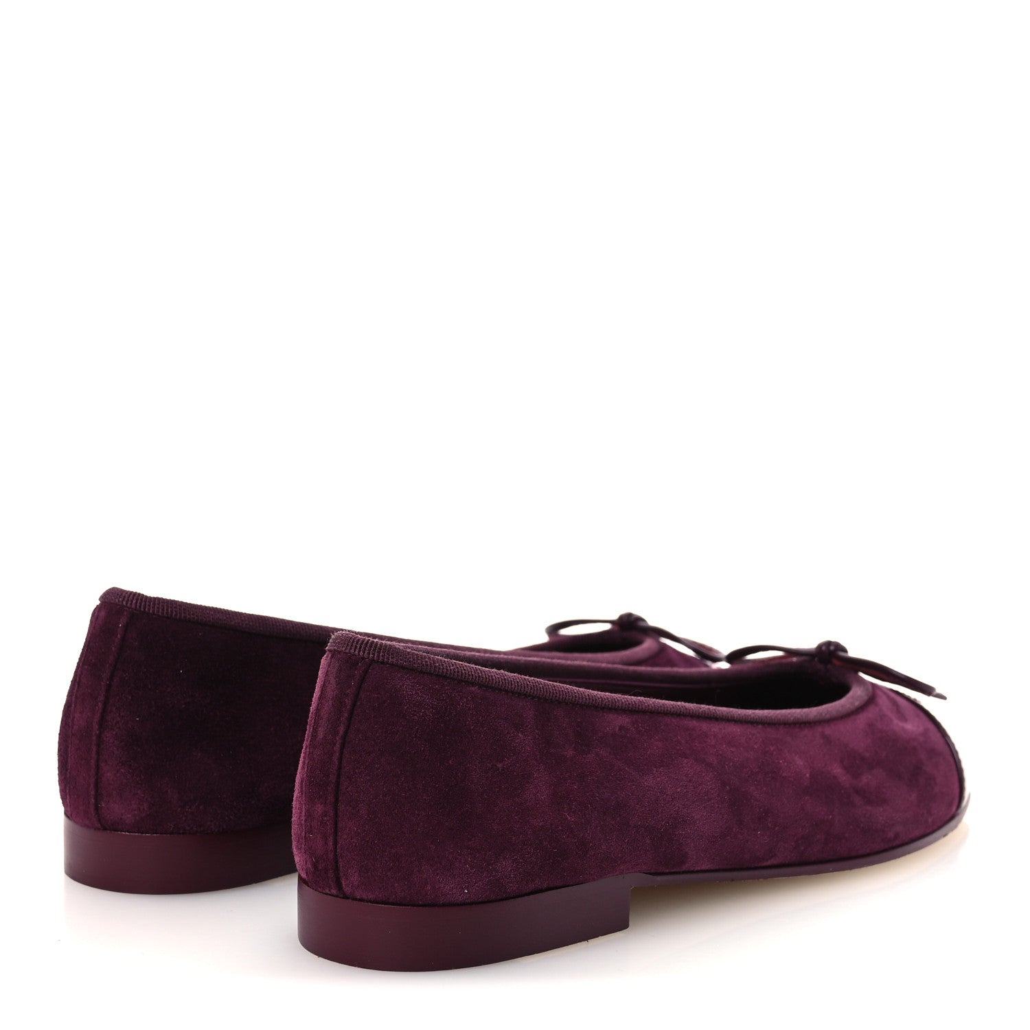 Chanel Suede Calfskin Patent Cap Toe CC Ballerina Flats 36 Burgundy 5 of 11
