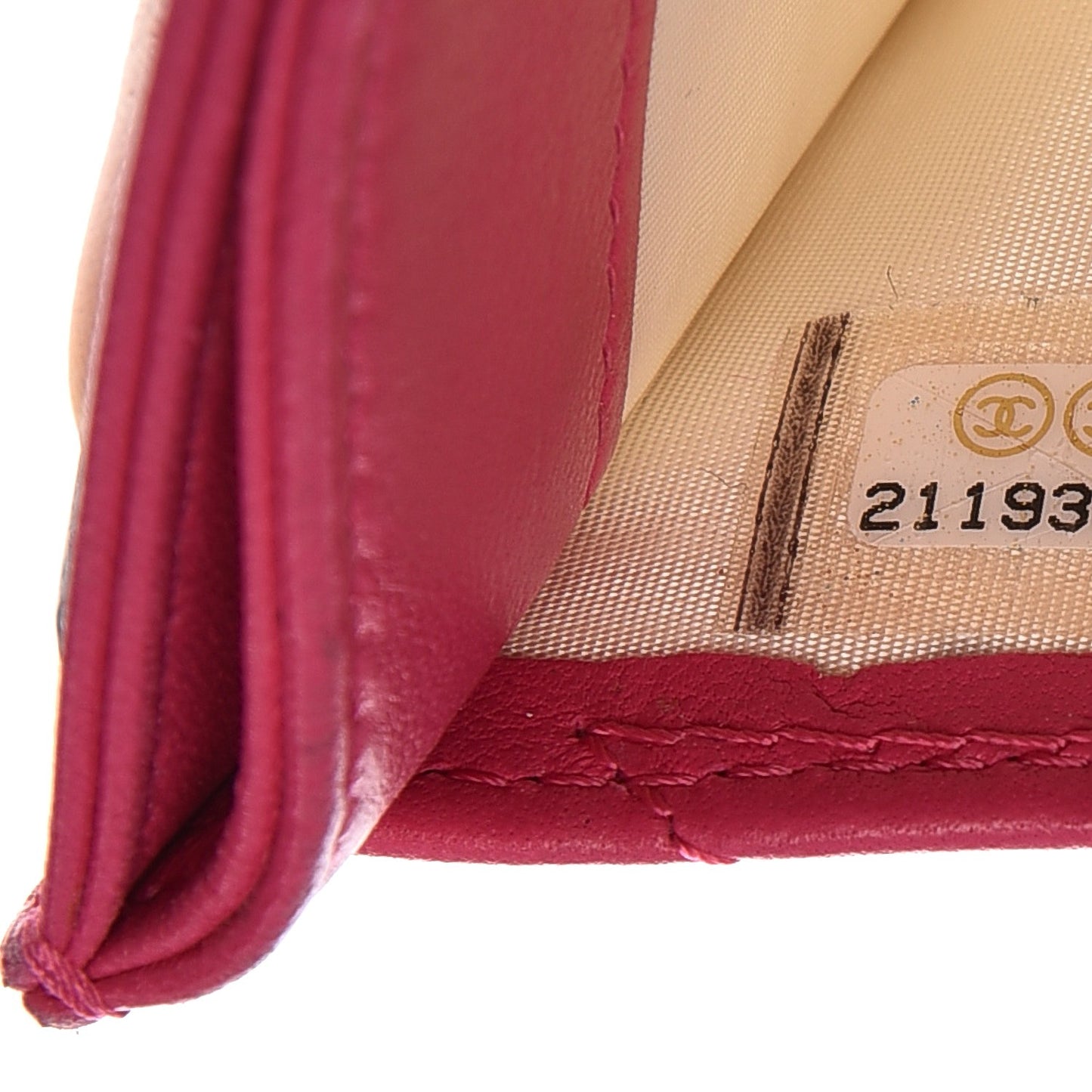 Lambskin Quilted Card Holder Fuchsia