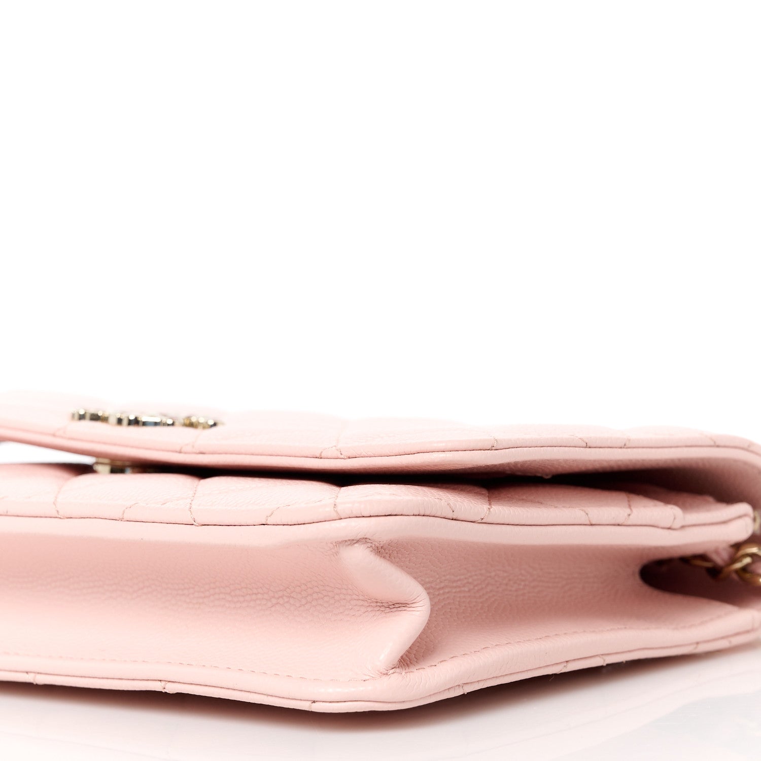 Chanel Shiny Caviar Enamel Quilted CC Wallet On Chain WOC Light Pink 11 of 12