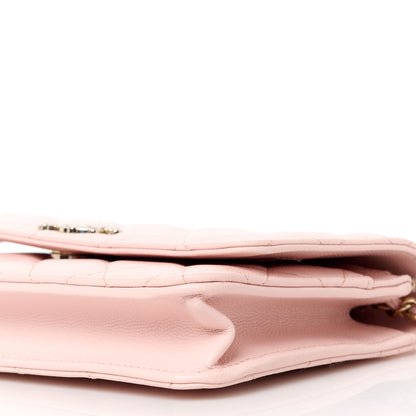 Chanel Shiny Caviar Enamel Quilted CC Wallet On Chain WOC Light Pink 11 of 12