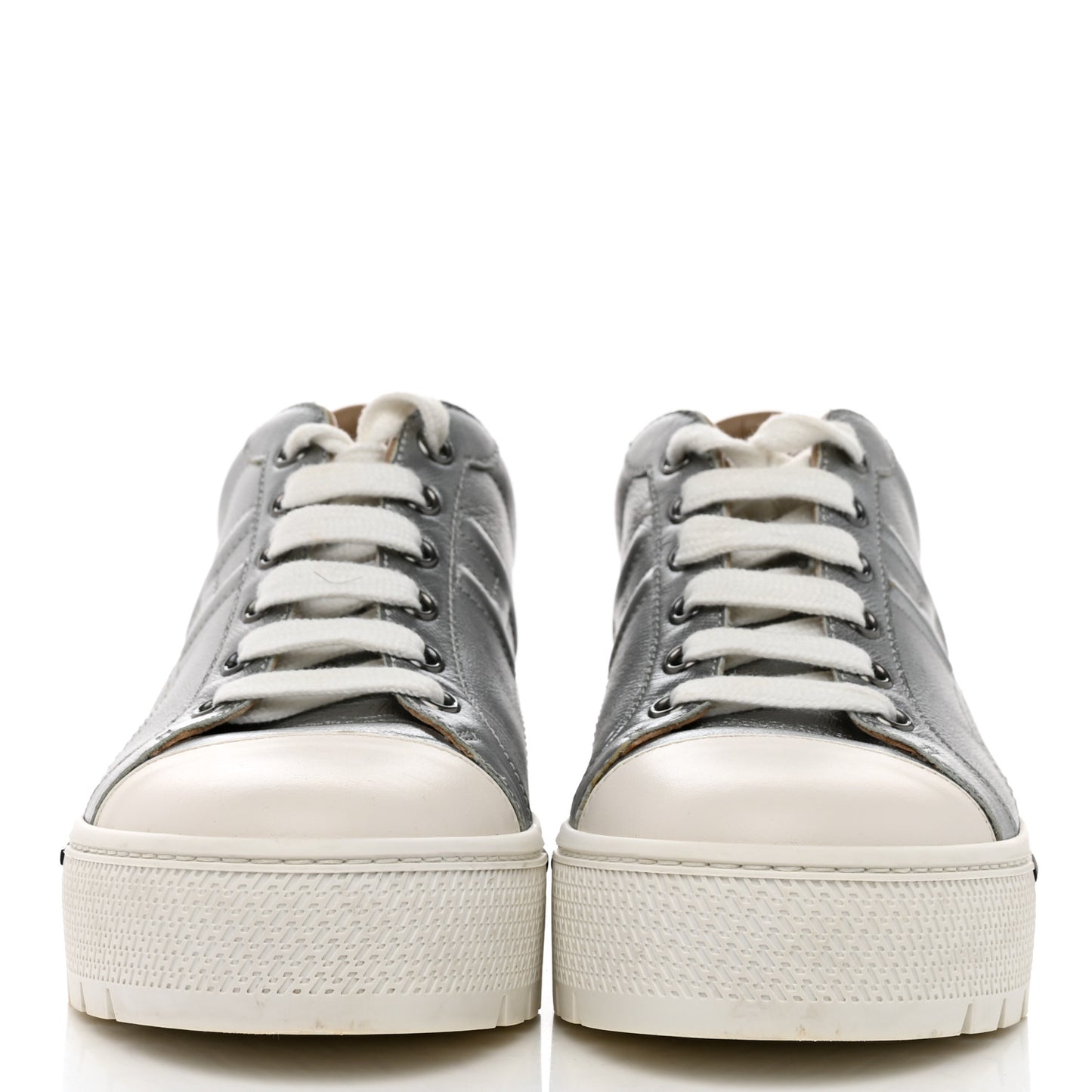 Metallic Madame Calfskin Womens Voltage Sneakers 37 Gris Argente