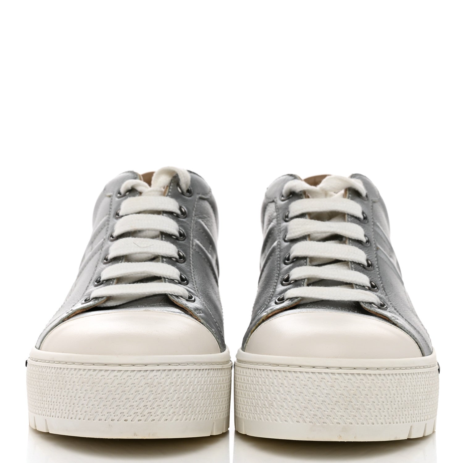 Hermes Metallic Madame Calfskin Womens Voltage Sneakers 37 Gris Argente 2 of 9