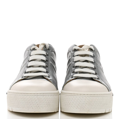 Hermes Metallic Madame Calfskin Womens Voltage Sneakers 37 Gris Argente 2 of 9