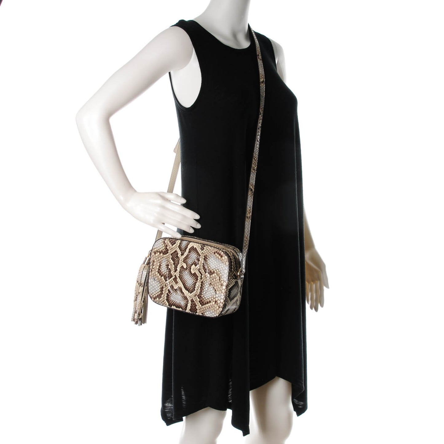 Python Small Soho Disco Bag Off White Nut Brown Beige