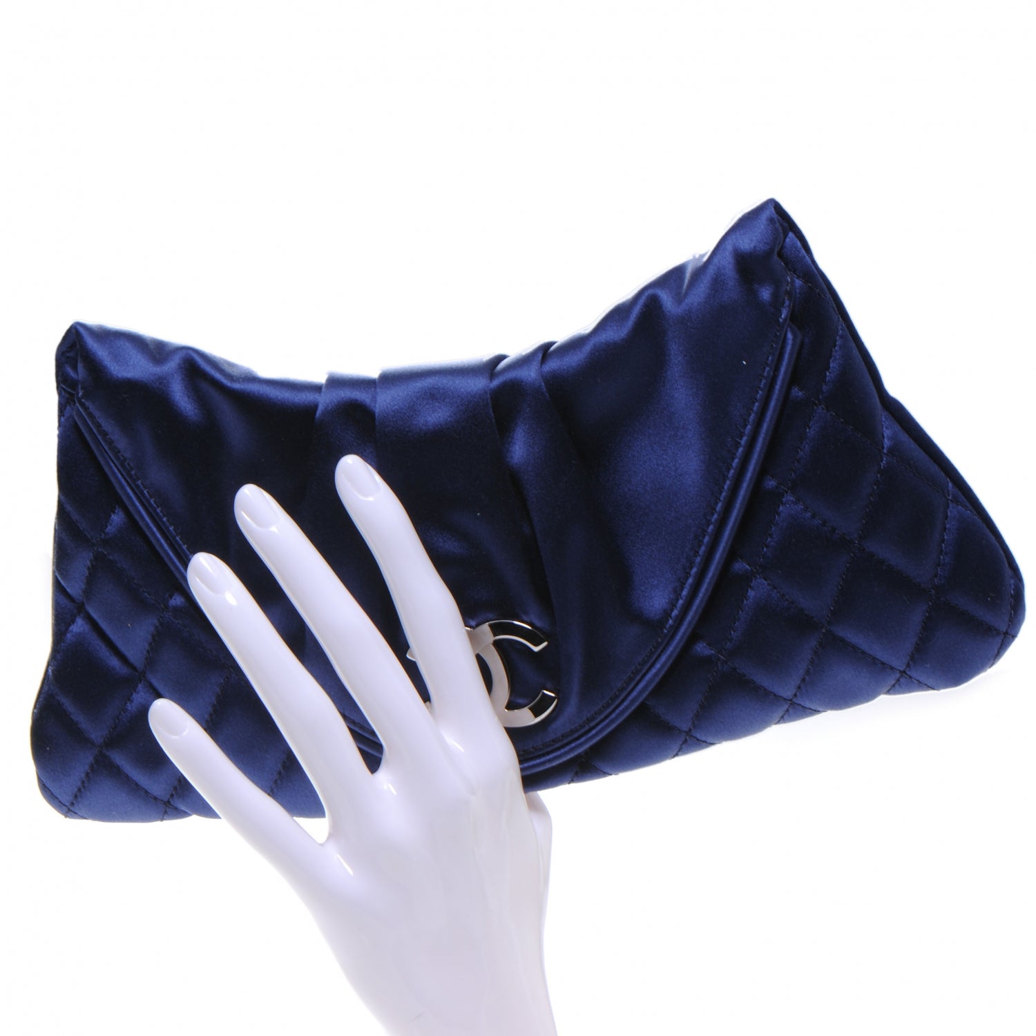Chanel Satin Flap Clutch Blue 2 of 7