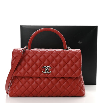Chanel Caviar Quilted Medium Coco Handle Flap Dark Red 14 of 14